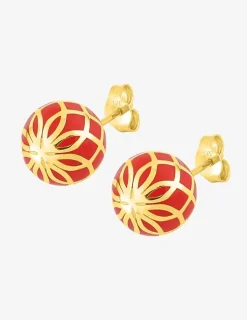Boucles d'oreilles Mélodie Or jaune 375‰ et laque corail SO OR