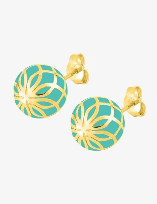 Boucles d'oreilles Mélodie Or jaune 375‰ et laque verte aqua SO OR