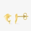 Boucles d'oreilles motif dauphin or jaune 750 ‰ SO OR