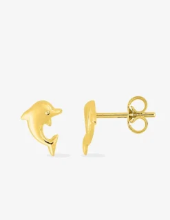 Boucles d'oreilles motif dauphin or jaune 750 ‰ SO OR