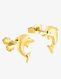 Boucles d'oreilles motif dauphin or jaune 750 ‰ SO OR