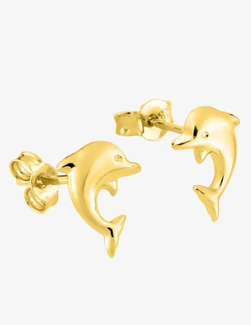 Boucles d'oreilles motif dauphin or jaune 750 ‰ SO OR