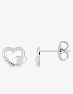 Boucles d'oreilles motif double cœurs argent 925%o 7 mm SO OR