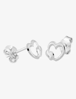 Boucles d'oreilles motif double cœurs argent 925%o 7 mm SO OR