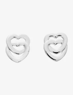 Boucles d'oreilles motif double cœurs argent 925%o 6 mm SO OR
