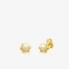 Boucles d'oreilles or 750 ‰ forme fleur avec perles de culture d'eau douce SO OR