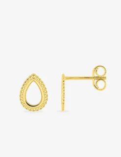 Boucles d'oreilles or 375 ‰ jaune clou en amande SO OR