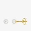 Boucles d'oreilles or 375 ‰ jaune perle de culture d'eau douce 4 mm SO OR