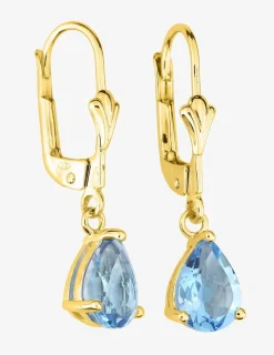 Boucles d'oreilles or 375‰ avec topaze bleu SO OR