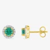 Boucles d'oreilles or 375‰ émeraude accompagnée SO OR