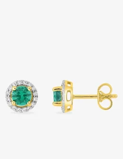 Boucles d'oreilles or 375‰ émeraude accompagnée SO OR
