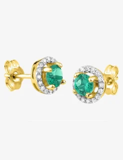 Boucles d'oreilles or 375‰ émeraude accompagnée SO OR