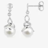 Boucles d'oreilles or blanc 375‰ et perle 6 mm SO OR