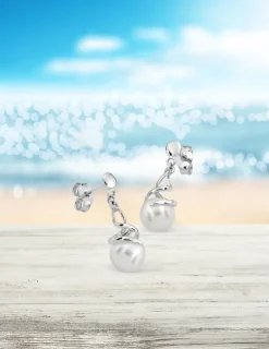 Boucles d'oreilles or blanc 375‰ et perle 6 mm SO OR