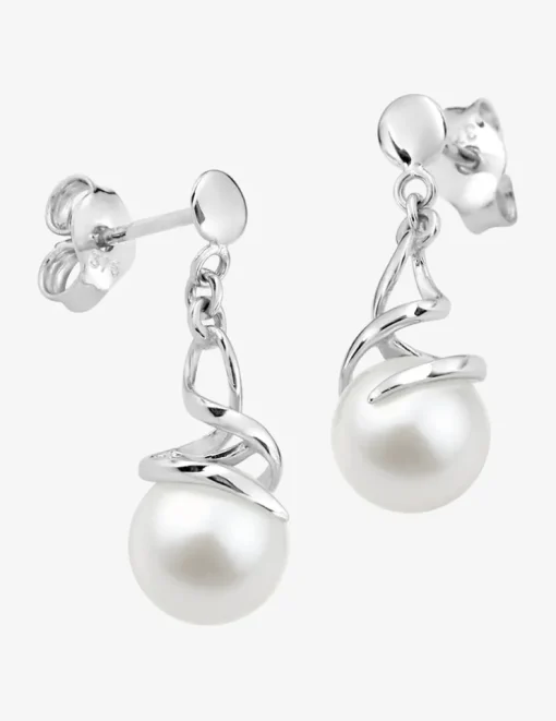 Boucles d'oreilles or blanc 375‰ et perle 6 mm SO OR