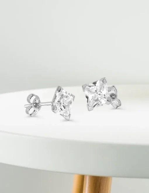 Boucles d'oreilles or blanc 375‰ et oxyde de zirconium SO OR