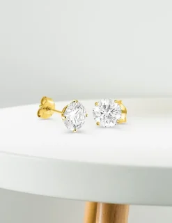 Boucles d'oreilles or blanc 375‰ et oxyde de zirconium SO OR