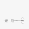 Boucles d'oreilles or blanc 750 ‰, oxyde de zirconium 3 mm SO OR