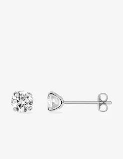 Boucles d'oreilles or blanc 750 ‰, oxyde de zirconium 4,5 mm SO OR