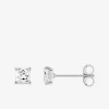 Boucles d'oreilles or blanc 750‰ et oxyde de zirconium carré 3,5 mm SO OR