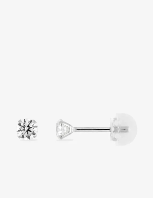 Boucles d'oreilles or blanc 375‰ et oxyde de zirconium SO OR