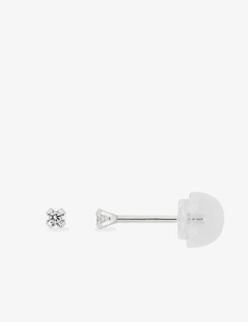 Boucles d'oreilles or blanc 375‰ et oxyde de zirconium SO OR