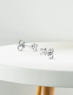 Boucles d'oreilles or blanc 375‰ et oxyde de zirconium SO OR
