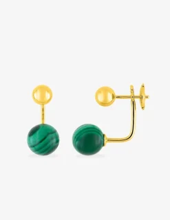 Boucles d'oreilles or jaune 750 ‰ et malachite SO OR