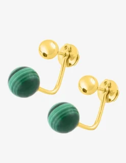 Boucles d'oreilles or jaune 750 ‰ et malachite SO OR
