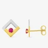 Boucles d'oreilles or jaune 750 ‰, rubis et rhodium SO OR