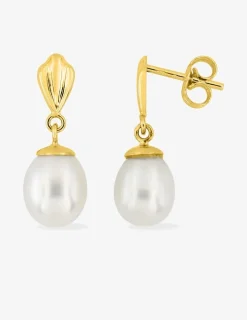 Boucles d'oreilles or jaune 375‰ et perle 6 mm SO OR