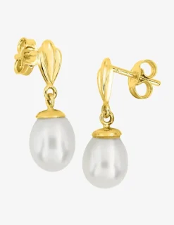 Boucles d'oreilles or jaune 375‰ et perle 6 mm SO OR