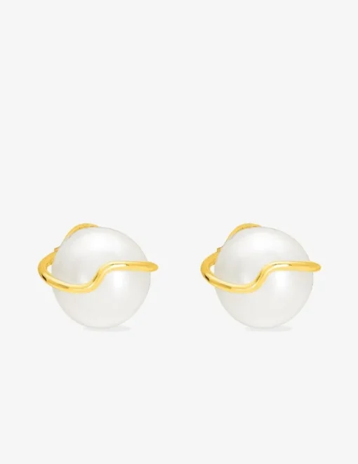 Boucles d'oreilles or jaune 375‰ et perle 8 mm SO OR