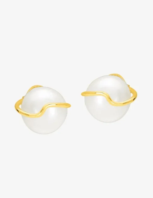 Boucles d'oreilles or jaune 375‰ et perle 8 mm SO OR