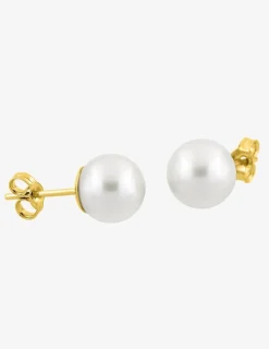 Boucles d'oreilles or jaune 375‰ et perle 8 mm SO OR