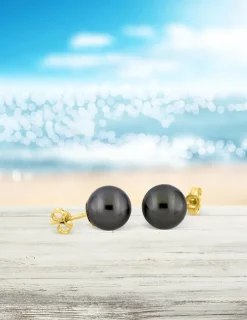 Boucles d'oreilles or jaune 375‰ et perle 8mm SO OR