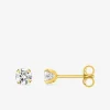 Boucles d'oreilles or jaune 750 ‰, oxyde de zirconium 4 mm SO OR