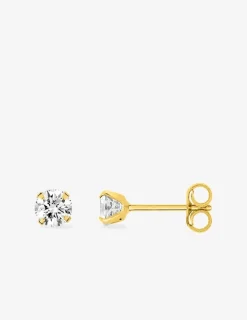 Boucles d'oreilles or jaune 750 ‰, oxyde de zirconium 4 mm SO OR