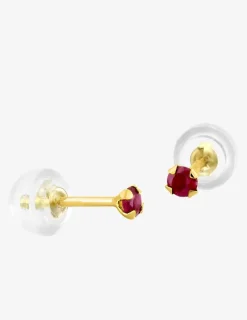 Boucles d'oreilles or jaune 375‰ et rubis SO OR