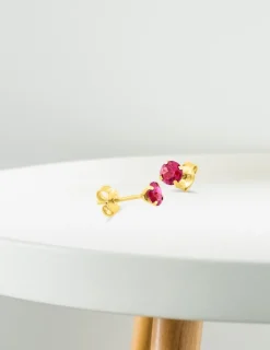 Boucles d'oreilles or jaune 375‰ et rubis SO OR