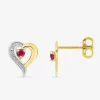 Boucles d'oreilles or jaune 375‰ et rubis SO OR