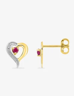 Boucles d'oreilles or jaune 375‰ et rubis SO OR