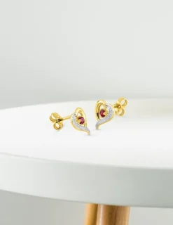 Boucles d'oreilles or jaune 375‰ et rubis SO OR