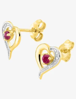 Boucles d'oreilles or jaune 375‰ et rubis SO OR