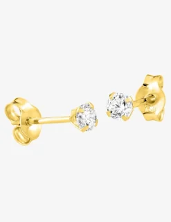 Boucles d'oreilles or jaune 750 ‰, oxyde de zirconium 3 mm SO OR
