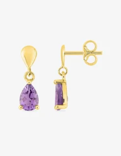 Boucles d'oreilles or jaune 750 ‰, améthyste SO OR