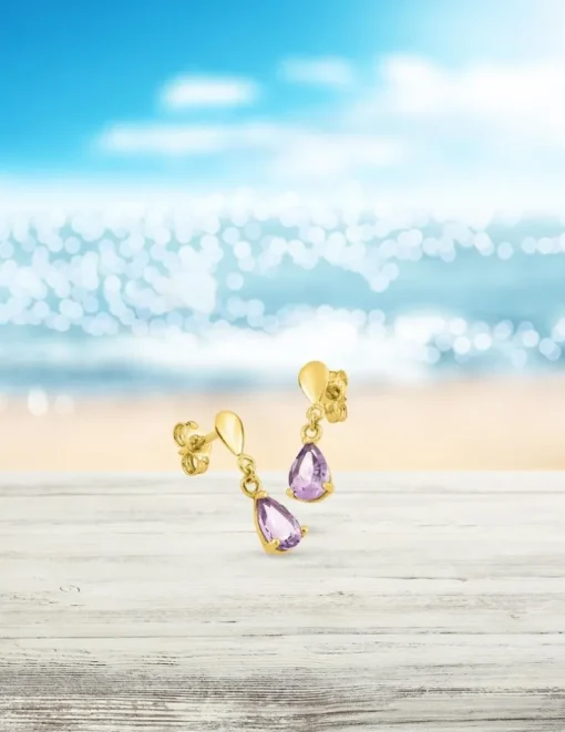 Boucles d'oreilles or jaune 750 ‰, améthyste SO OR