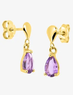Boucles d'oreilles or jaune 750 ‰, améthyste SO OR