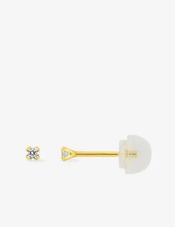 Boucles d'oreilles or jaune 750 ‰, oxyde de zirconium 2 mm SO OR