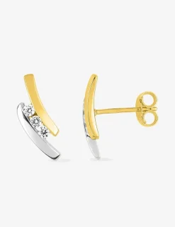 Boucles d'oreilles or jaune 750 ‰, oxyde de zirconium et rhodium SO OR